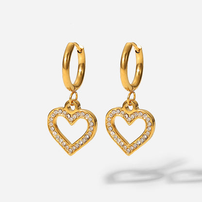 Hollow heart hoop earrings