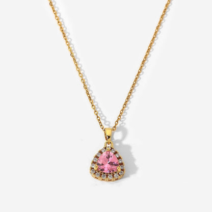 Give Away✨ 18k gold plated Stainless Steel Luxury Pendant Zircon Necklaces with 4 different colours