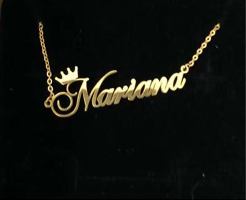 Thick custom name necklace with crown