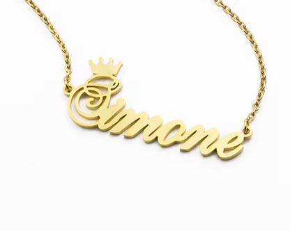 Thick custom name necklace with crown