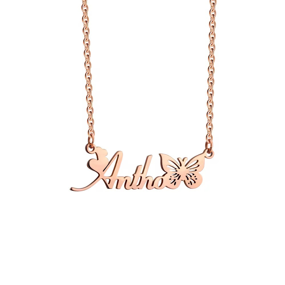 Personalized Butterfly Custom Name Necklaces