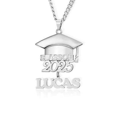 Personalized Custom Name Graduate Hat Necklace with dates 18k gold filled