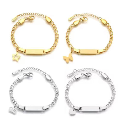 Bracelet With Heart, Butterfly, Crown and Star charms Kids, Babies or Adults