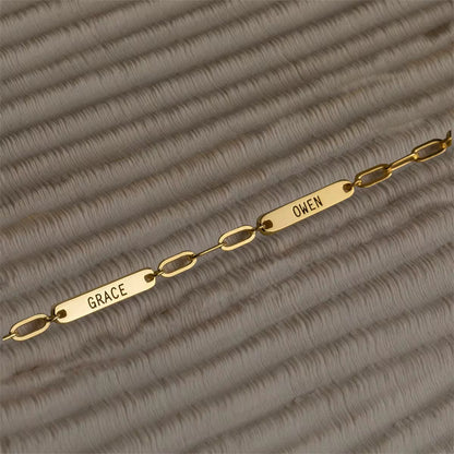18K Gold Filled Personalized Paper Clip Necklace With Names
