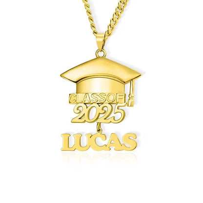 Personalized Custom Name Graduate Hat Necklace with dates 18k gold filled