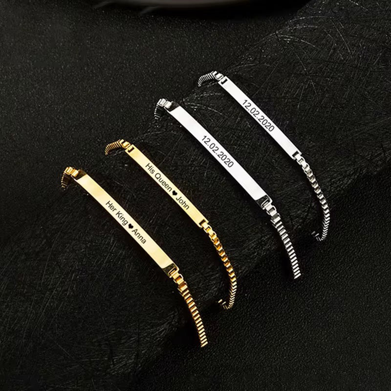 Engraved Bar Bracelet For Beloved Person 18k gold Filled