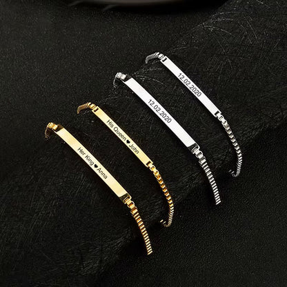 Engraved Bar Bracelet For Beloved Person 18k gold Filled