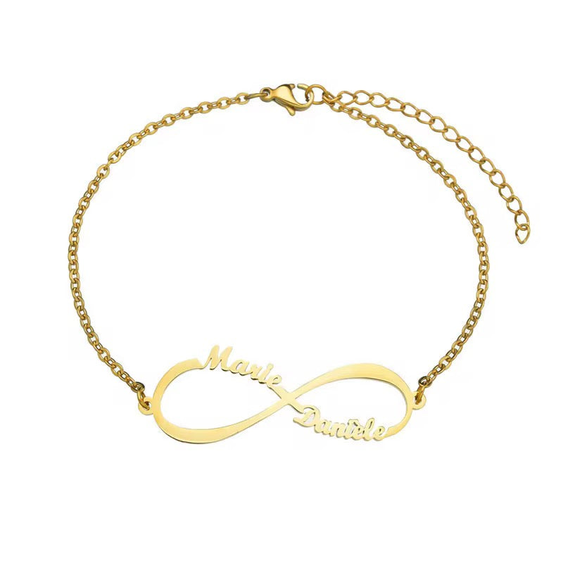 18k gold Filled Personalized Infinite Bracelet with names & dates