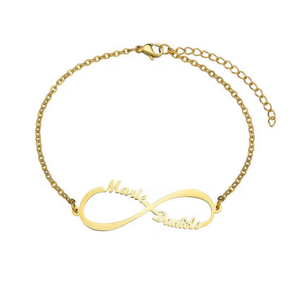 18k gold Filled Personalized Infinite Bracelet with names & dates