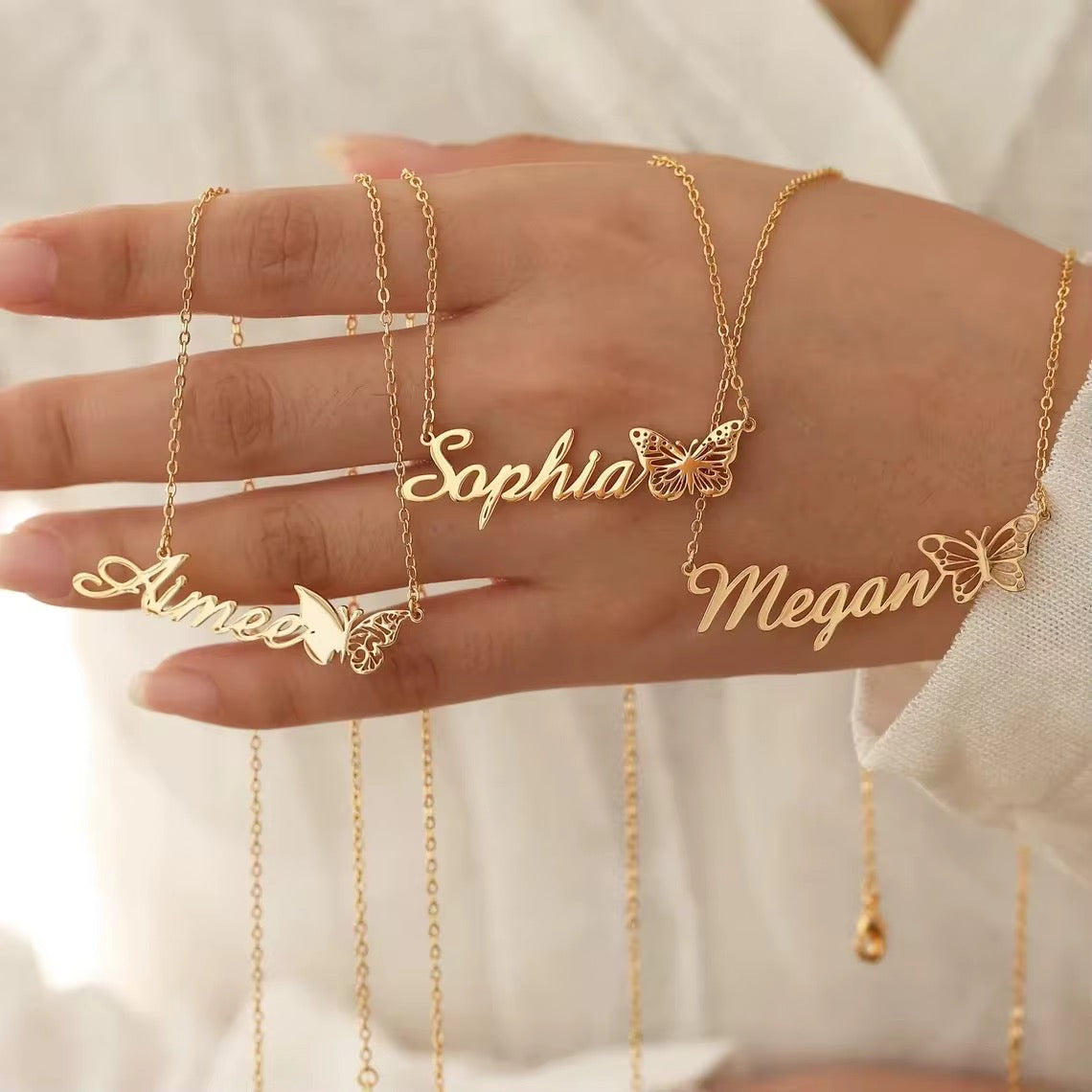 Personalized Butterfly Custom Name Necklaces
