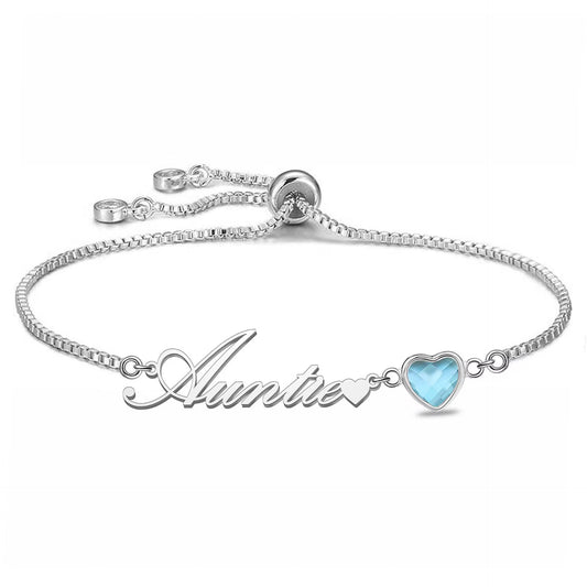 Azure Heart Name Bracelet