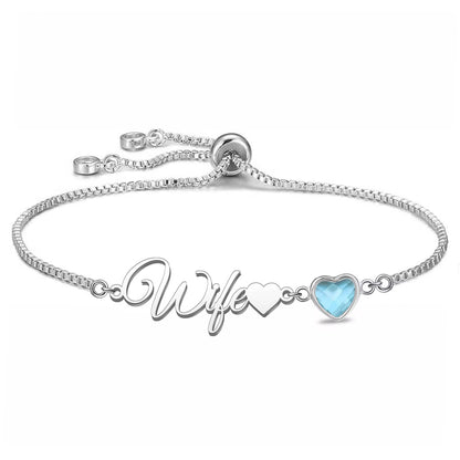 Azure Heart Name Bracelet