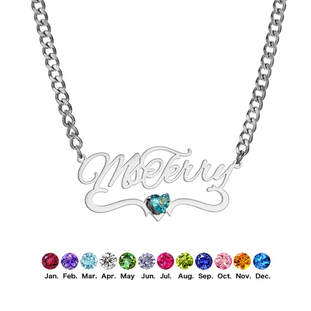 Personalized Birthstone Name Necklace 18K Gold Filled