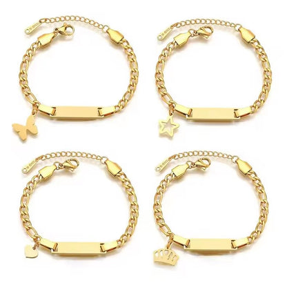 Bracelet With Heart, Butterfly, Crown and Star charms Kids, Babies or Adults