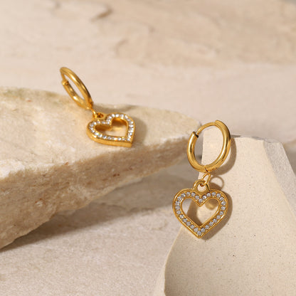 Hollow heart hoop earrings
