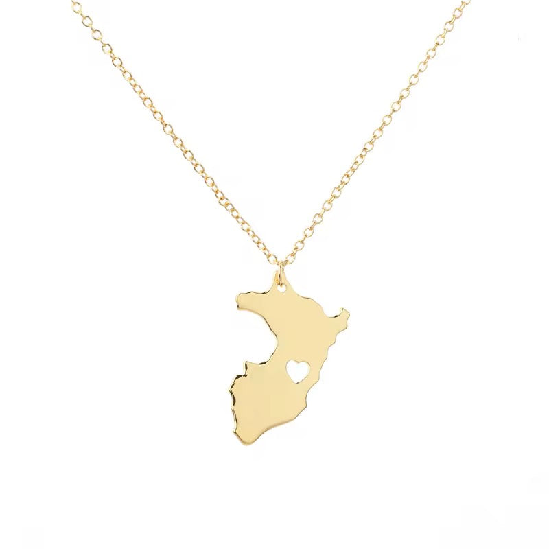 Personalized Custom Font Name with Map 18k gold filled