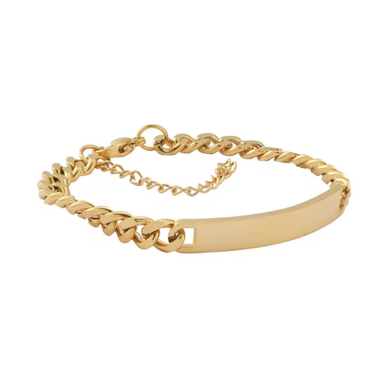 18k gold Filled Personalized Name Engraved cuban Bracelet 5mm width