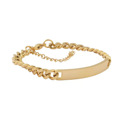 18k gold Filled Personalized Name Engraved cuban Bracelet 5mm width