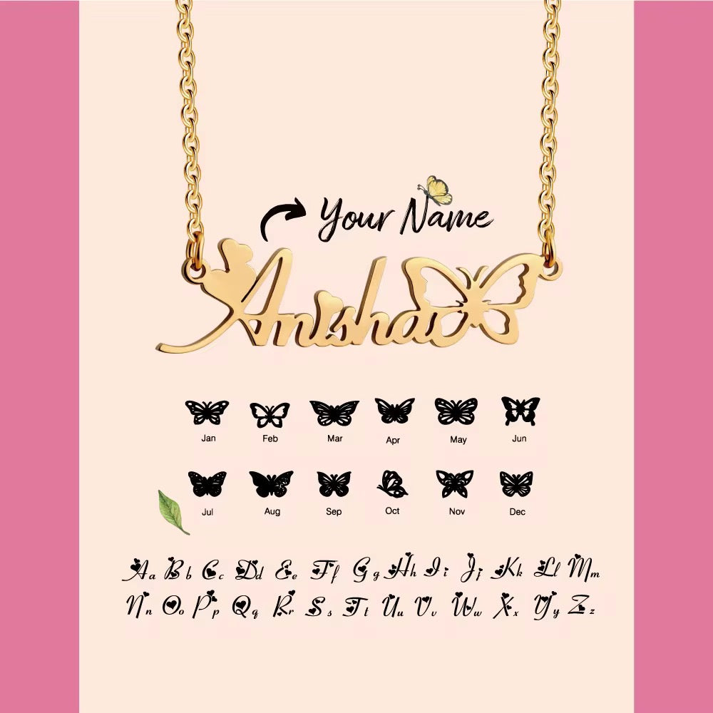 Personalized Butterfly Custom Name Necklaces