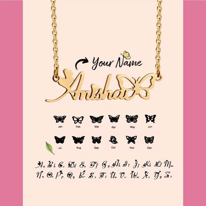 Personalized Butterfly Custom Name Necklaces