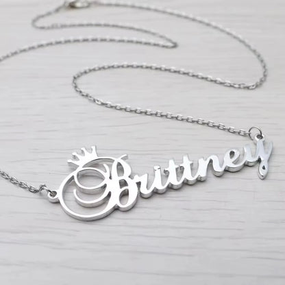 Thick custom name necklace with crown