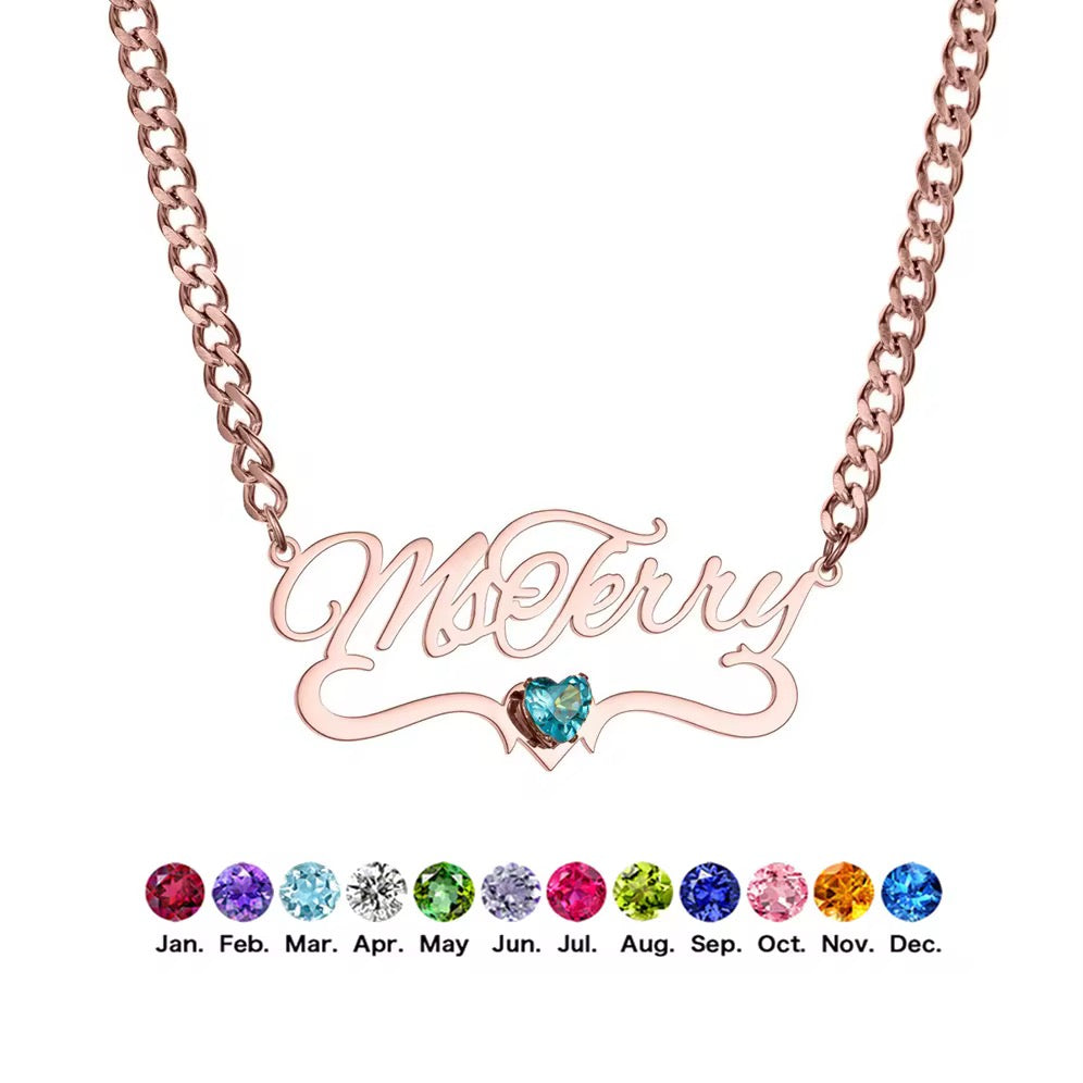 Personalized Birthstone Name Necklace 18K Gold Filled