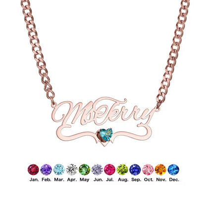 Personalized Birthstone Name Necklace 18K Gold Filled