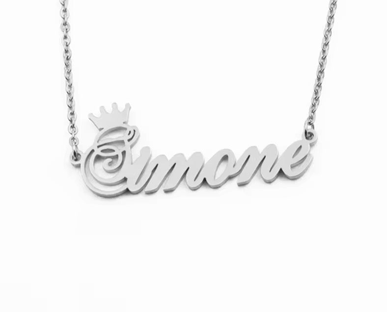 Thick custom name necklace with crown