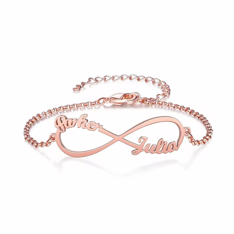 18k gold Filled Personalized Infinite Bracelet with names & dates