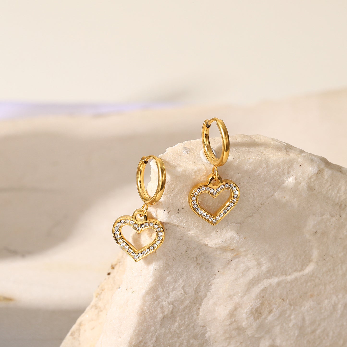 Hollow heart hoop earrings