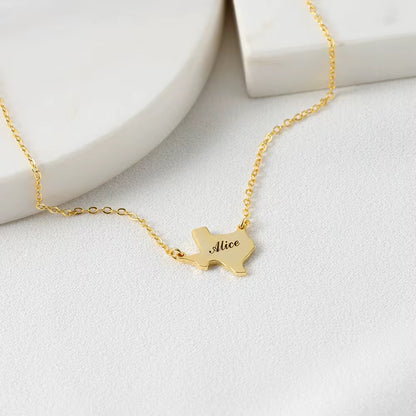Personalized Custom Font Name with Map 18k gold filled