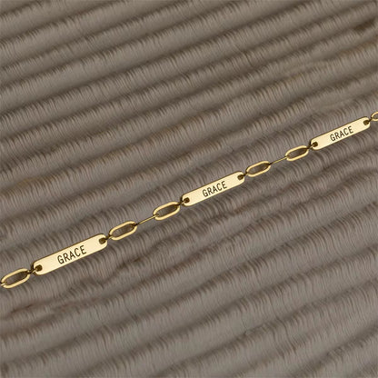 18K Gold Filled Personalized Paper Clip Necklace With Names