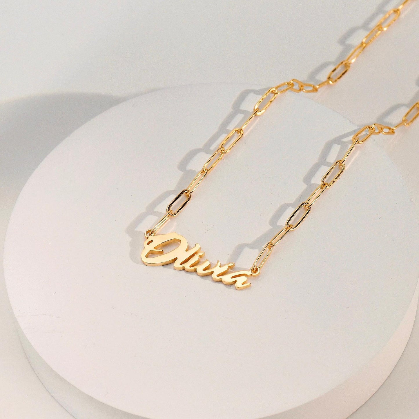 18K Gold Filled Personalized Paper Clip Necklace With Names