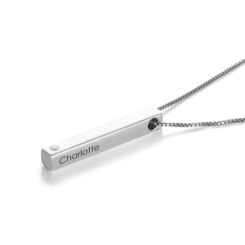 Personalized Bar Custom Name and Birthdate Necklace