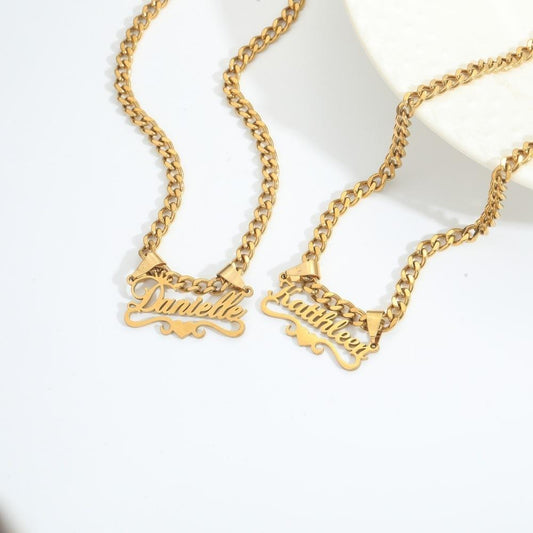 Personalized Cuban Chain  Necklace 18K Gold Filled