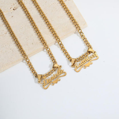 Personalized Cuban Chain  Necklace 18K Gold Filled