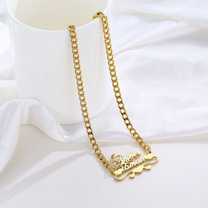 Personalized Cuban Chain  Necklace 18K Gold Filled