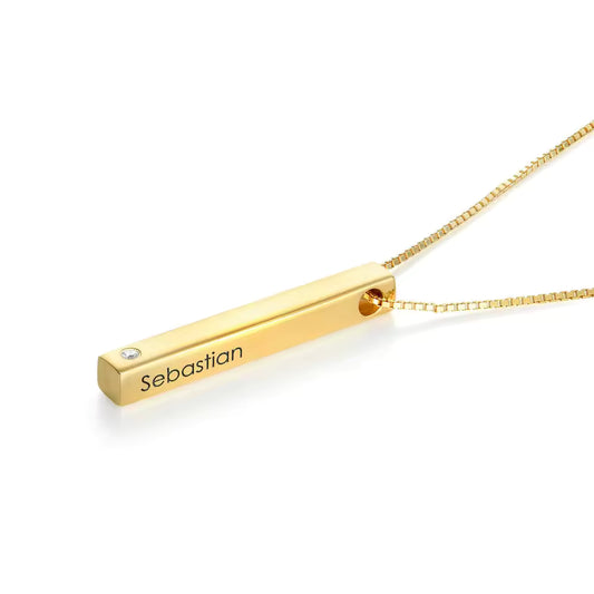 Personalized Bar Custom Name and Birthdate Necklace