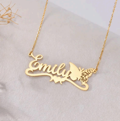 Personalized Butterfly Custom Name Necklaces